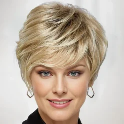 Victoria WhisperLite Wig Edgy Short Pixie Wig with An Asymmetrical Fringe and Rich Feathery Layers / Multi-tonal Shades of Blonde Silver Brown and Red