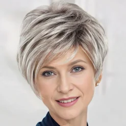 Victoria WhisperLite Wig Edgy Short Pixie Wig with An Asymmetrical Fringe and Rich Feathery Layers / Multi-tonal Shades of Blonde Silver Brown and Red