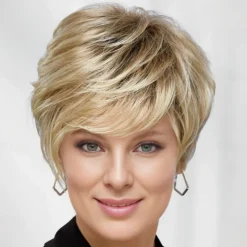 Victoria WhisperLite Wig Edgy Short Pixie Wig with An Asymmetrical Fringe and Rich Feathery Layers/Multi-tonal Shades of Blonde Silver Brown and Red