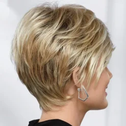 Victoria WhisperLite Wig Edgy Short Pixie Wig with An Asymmetrical Fringe and Rich Feathery Layers/Multi-tonal Shades of Blonde Silver Brown and Red