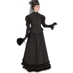 Victorian Ball Gown 1910s Floor Length Long Length Party Costume Bustle Dress Prom Dress Plus Size Duchess Corrina victorian Solid Color Two Piece Round Neck Fancy Dress Women's Masquerade Party