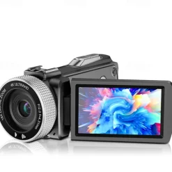 Video Camera Camcorder for Recording DV Flip Screen 16 X Digital Zoom 4K UHD Travel Camera Digicam with External Microphone Selfie Remote Control
