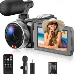 Video Camera Camcorder for Recording DV Flip Screen 16 X Digital Zoom 4K UHD Travel Camera Digicam with External Microphone Selfie Remote Control