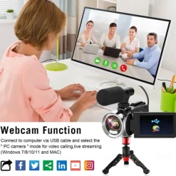 Video Camera Camcorder HD 4K 48MP Video Recorder Camera Vlogging Camera DV Camcorders Video Camera Digital Zoom
