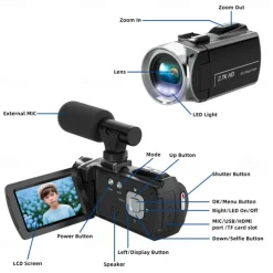 Video Camera Camcorder HD 4K 48MP Video Recorder Camera Vlogging Camera DV Camcorders Video Camera Digital Zoom