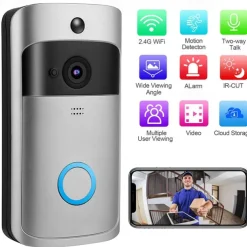 Video Doorbell Camera Wireless Battery Powered WiFi Video Doorbell Camera Motion Detector 2-Way Talk HD Video Night Vision Cloud Storage Battery Powered 2.4G WiFi Smart Home Security Doorbell C