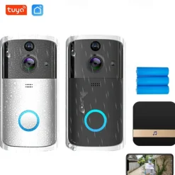 Video Doorbell Camera Wireless Battery Powered WiFi Video Doorbell Camera Motion Detector 2-Way Talk HD Video Night Vision Cloud Storage Battery Powered 2.4G WiFi Smart Home Security Doorbell C