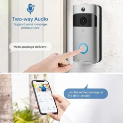 Video Doorbell Camera Wireless Battery Powered WiFi Video Doorbell Camera Motion Detector 2-Way Talk HD Video Night Vision Cloud Storage Battery Powered 2.4G WiFi Smart Home Security Doorbell C