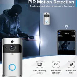 Video Doorbell Camera Wireless Battery Powered WiFi Video Doorbell Camera Motion Detector 2-Way Talk HD Video Night Vision Cloud Storage Battery Powered 2.4G WiFi Smart Home Security Doorbell C