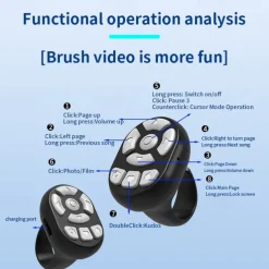 Video mini ring BT remote control shutter for Tiktok Youtube wireless page turner selfie remote controller for Android App
