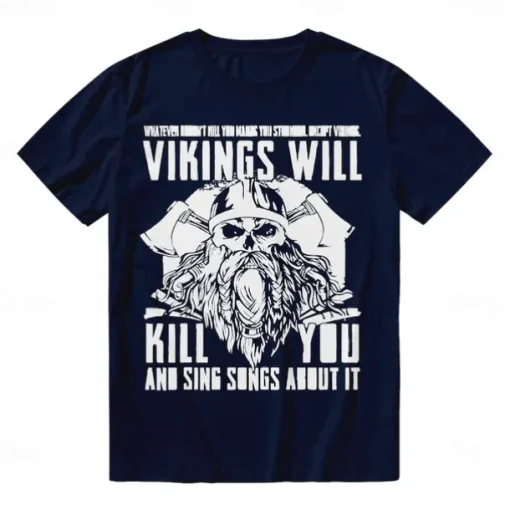 Viking T-shirt Pattern Graphic For Men's Adults' Halloween Carnival Masquerade Hot Stamping Casual Daily