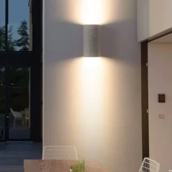 Villa Courtyard Wall Lighting Outdoor Aisle Lamp Cylindrical Shape Outdoor Wall Lamp Black/White Double Head Spotlight Exterior Wall Hotel Cement Wall Sconces 110-240V 10W