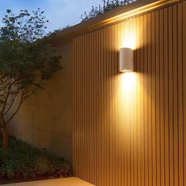 Villa Courtyard Wall Lighting Outdoor Aisle Lamp Cylindrical Shape Outdoor Wall Lamp Black/White Double Head Spotlight Exterior Wall Hotel Cement Wall Sconces 110-240V 10W