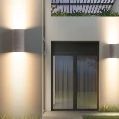 Villa Courtyard Wall Lighting Outdoor Aisle Lamp Cylindrical Shape Outdoor Wall Lamp Black/White Double Head Spotlight Exterior Wall Hotel Cement Wall Sconces 110-240V 10W