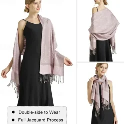 vimate Silky Paisley Pashmina Shawl Scarf-Women's Soft Double-side Jacquard Pashminas Wrap for Evening Dress Travel Shawl