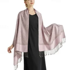 vimate Silky Paisley Pashmina Shawl Scarf-Women's Soft Double-side Jacquard Pashminas Wrap for Evening Dress Travel Shawl