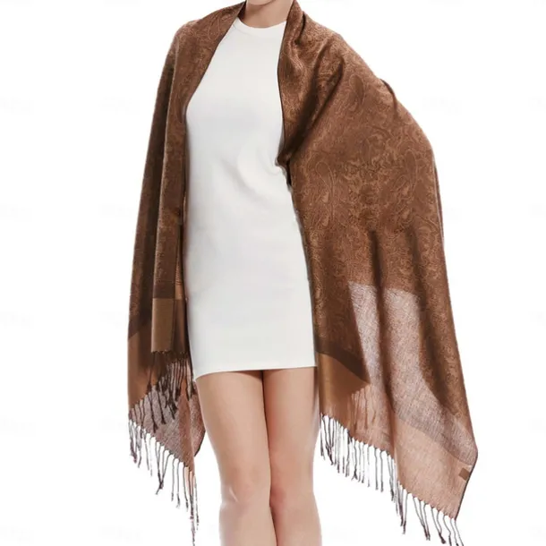 vimate Silky Paisley Pashmina Shawl Scarf-Women's Soft Double-side Jacquard Pashminas Wrap for Evening Dress Travel Shawl