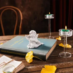 Vintage Angel Resin Figurine, Elegant Tabletop Decoration, Retro Home Decor Accent for Living Room, Store, and Restaurant Display