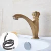 Vintage Bathroom Sink Faucet Cold Water Only, Monobloc Washroom Basin Taps Single Handle One Hole Deck Mounted Retro Antique Style