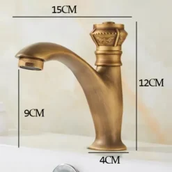 Vintage Bathroom Sink Faucet Cold Water Only, Monobloc Washroom Basin Taps Single Handle One Hole Deck Mounted Retro Antique Style