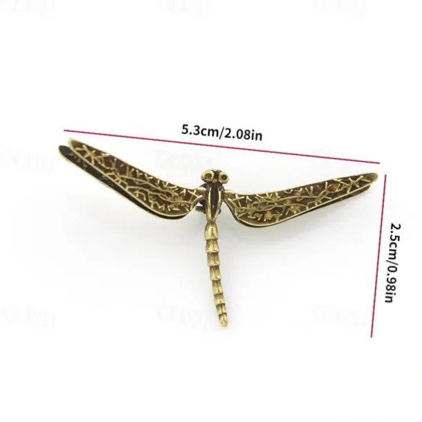 Vintage Brass Dragonfly Figurine - Antique-Style Home & Office Desk Decor, Creative Tea Pet Collectible