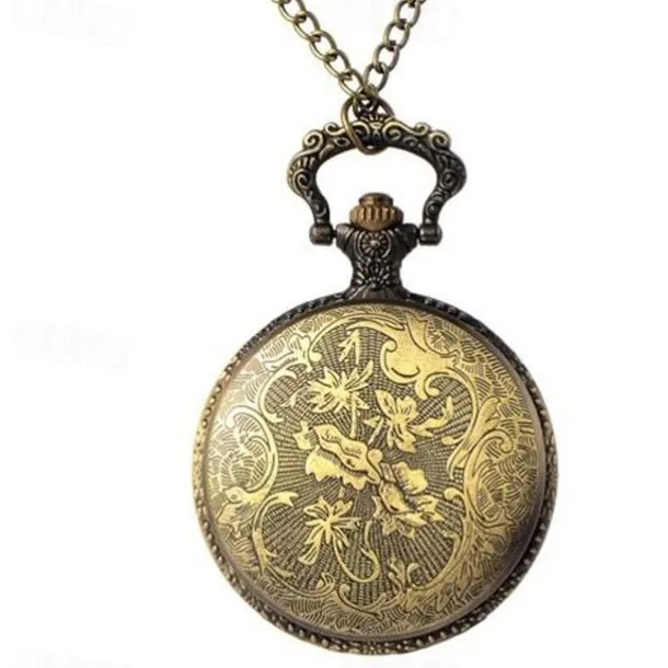 Vintage Bronze Steampunk Quartz Pocket Watch Hollow Carribean Pirate Skull Head Horror with Chain for Men Women Pendant necklace