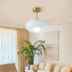 Vintage Ceiling Lights,Retro Glass Chandelier,Flush Mount Chandelier Light,Unique Brass Chandelier Dining