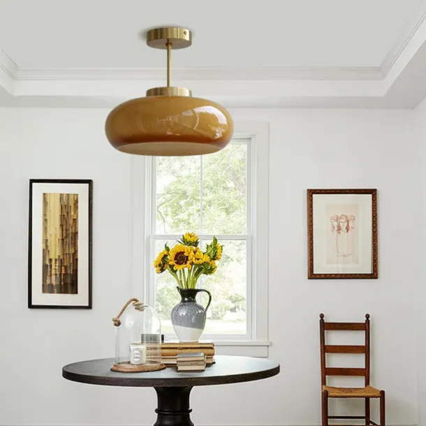 Vintage Ceiling Lights,Retro Glass Chandelier,Flush Mount Chandelier Light,Unique Brass Chandelier Dining