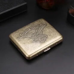 Vintage Cigarette Case with Both Sides Open to Support Generation of Bronze Condensed Flower Metal Flip-top Carved(Can Hold 20 Cigarette)