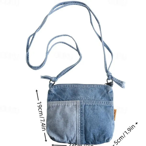 Vintage Denim Crossbody Bag – Casual Lightweight Shoulder Purse for Women, Trendy Everyday Messenger Bag