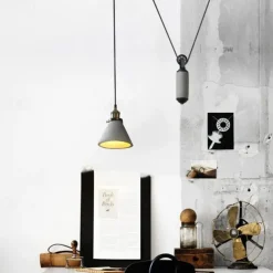 Vintage Edison Ceiling Pendant Light Height Adjustable Cable E27 Industrial Pulley Lighting Island Lamp