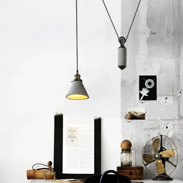 Vintage Edison Ceiling Pendant Light Height Adjustable Cable E27 Industrial Pulley Lighting Island Lamp