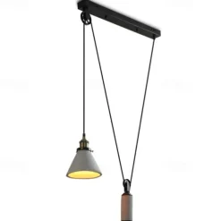 Vintage Edison Ceiling Pendant Light Height Adjustable Cable E27 Industrial Pulley Lighting Island Lamp