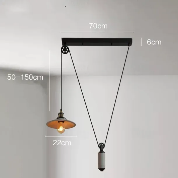 Vintage Edison Ceiling Pendant Light Height Adjustable Cable E27 Industrial Pulley Lighting Island Lamp