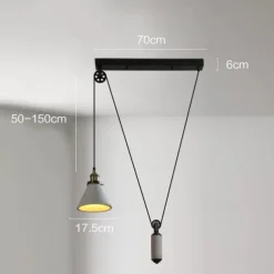Vintage Edison Ceiling Pendant Light Height Adjustable Cable E27 Industrial Pulley Lighting Island Lamp