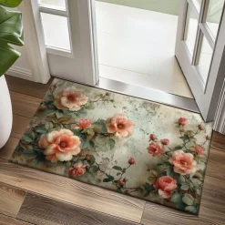 Vintage Flowers Doormat Kitchen Mat Floor Mat Non-Slip Area Rug Oil Proof Rug Indoor Outdoor Mat Bedroom Decor Bathroom Mat Entrance Entryway Rug