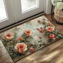 Vintage Flowers Doormat Kitchen Mat Floor Mat Non-Slip Area Rug Oil Proof Rug Indoor Outdoor Mat Bedroom Decor Bathroom Mat Entrance Entryway Rug