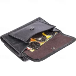 Vintage Genuine Leather Mens Trifold Wallet with Coin Pocket