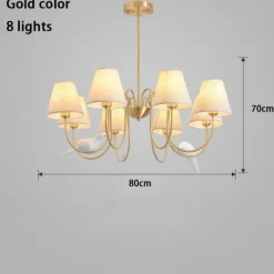 Vintage Gold Brass 6/8/10-Lights Sputnik Chandelier Unique Flared Fabric Shade During Light Unique Metal Gooseneck Ceiling Lamp for Living Room Hallway-Copper