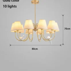 Vintage Gold Brass 6/8/10-Lights Sputnik Chandelier Unique Flared Fabric Shade During Light Unique Metal Gooseneck Ceiling Lamp for Living Room Hallway-Copper