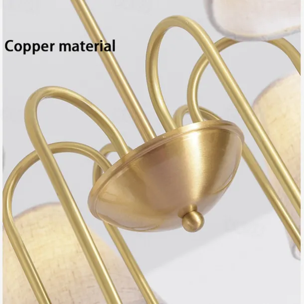 Vintage Gold Brass 6/8/10-Lights Sputnik Chandelier Unique Flared Fabric Shade During Light Unique Metal Gooseneck Ceiling Lamp for Living Room Hallway-Copper