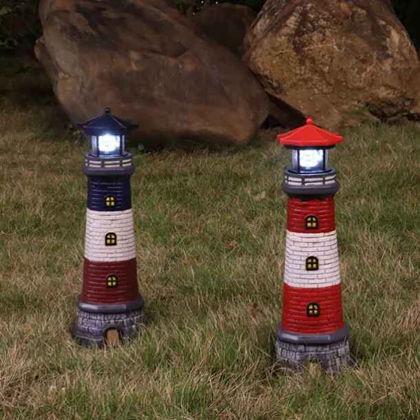 Vintage Lighthouse Outdoor Garden Waterproof Solar Resin Lighthouse Decoration Courtyard Light Landscape Light Projection Light Spot Light