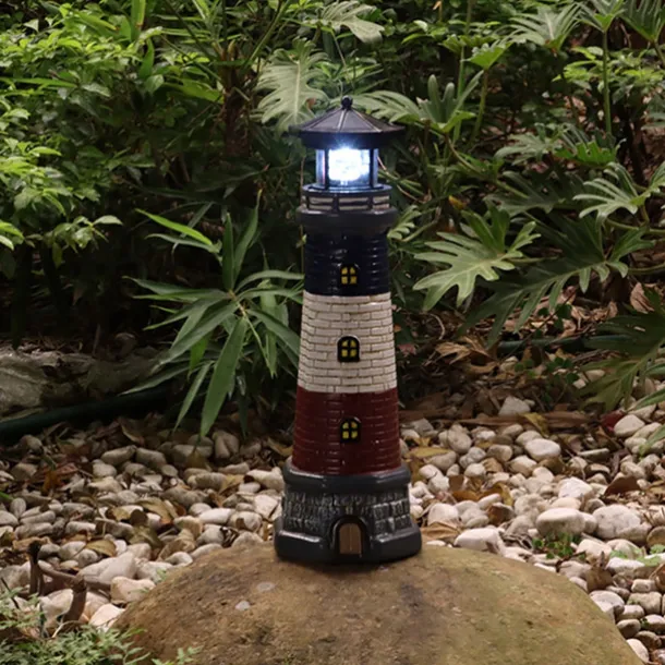 Vintage Lighthouse Outdoor Garden Waterproof Solar Resin Lighthouse Decoration Courtyard Light Landscape Light Projection Light Spot Light
