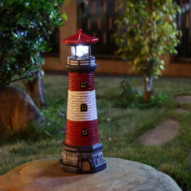Vintage Lighthouse Outdoor Garden Waterproof Solar Resin Lighthouse Decoration Courtyard Light Landscape Light Projection Light Spot Light