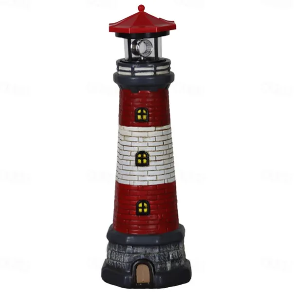 Vintage Lighthouse Outdoor Garden Waterproof Solar Resin Lighthouse Decoration Courtyard Light Landscape Light Projection Light Spot Light