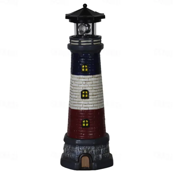 Vintage Lighthouse Outdoor Garden Waterproof Solar Resin Lighthouse Decoration Courtyard Light Landscape Light Projection Light Spot Light