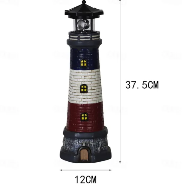Vintage Lighthouse Outdoor Garden Waterproof Solar Resin Lighthouse Decoration Courtyard Light Landscape Light Projection Light Spot Light