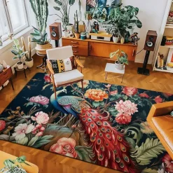 Vintage Peacock Area Rug Kitchen Mat Non-Slip Oil Proof Floor Mat Livingroom Rug Indoor Outdoor Mat Bedroom Decor Bathroom Mat Entrance Rug Door Mat