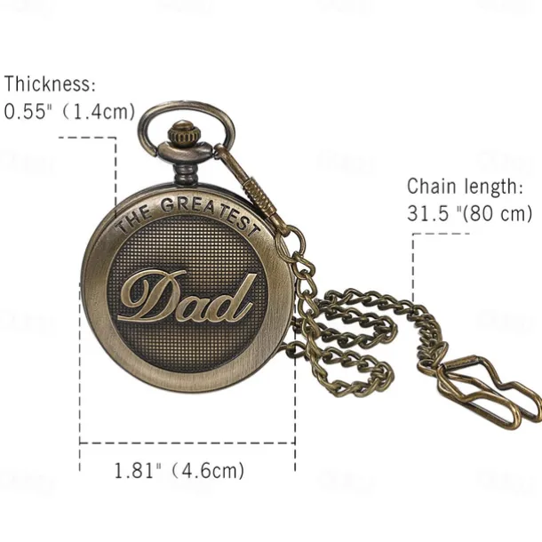 Vintage Pocket Watch The GREATEST Dad Engraved Quartz Pocket Watch Father's Day Gift