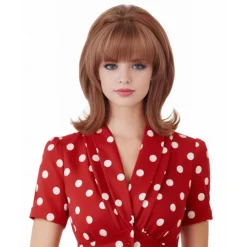 Vintage Short Wavy Wig with Bang Retro Bouffant Beehive Wigs fits 60s 70s 80s Costume or Carnival Party Halloween Wigs